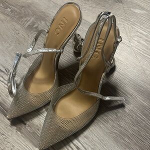 INC International Concepts Women's Glittering Silver Heels
